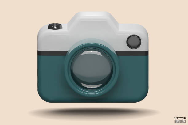 istock Photo camera with lens. Green Camera icon. Modern simple snapshot photography sign. 3d vector illustration. 1720595017