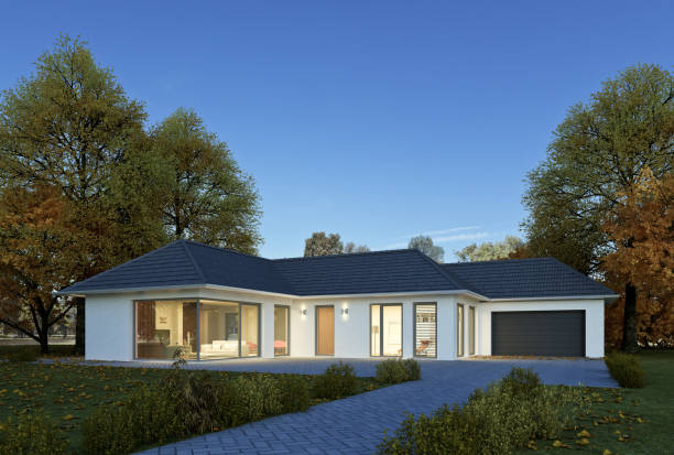 istock Modern white bungalow in autumn 1720606866