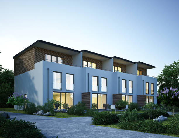 istock Modern town houses in the evening 1720607432