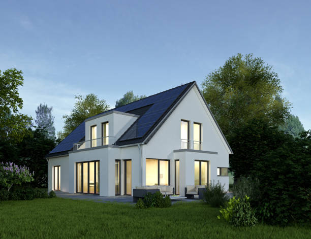 istock Modern house near the forest border in the evening 1720607487