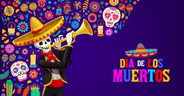Vector illustration of Day of the dead dia de los muertos holiday banner