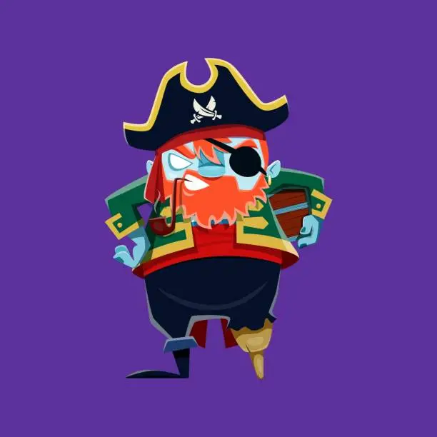 Vector illustration of Halloween zombie pirate character, holiday monster