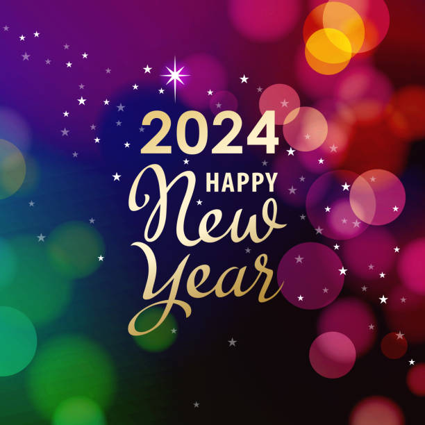 2024 new year lights background - happy new year 2024 幅插畫檔、美工圖案、卡通及圖標