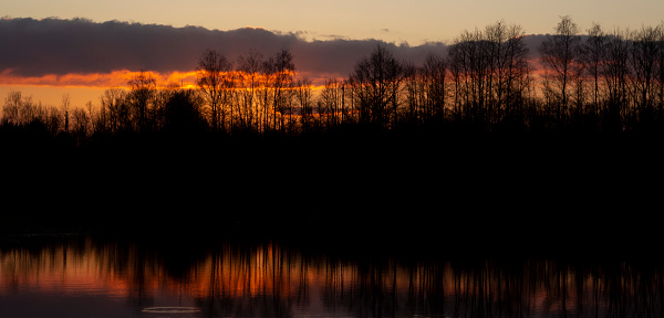 Sunset and lake landscape