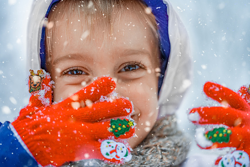 Smiling Young Boy Enjoying Winter Time