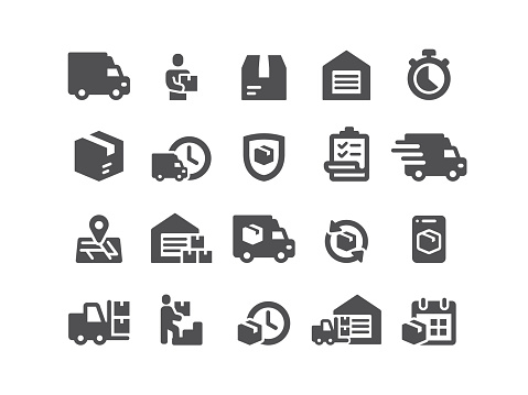 Logistics, icon, icon set, freight transportation, warehouse, shipping, distribution warehouse