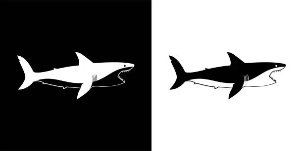 Vector illustration of Open mouth shark icon.