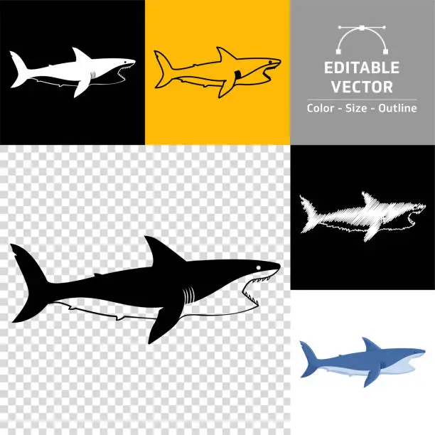 Vector illustration of Open mouth shark icon.