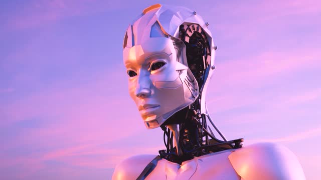 3D animation of artificial intelligence AI robot