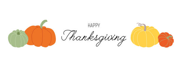 istock Autumn pumpkins set with hand drawn lettering happy Thanksgiving. Pumpkins banner for Thanksgiving day. 1720715457