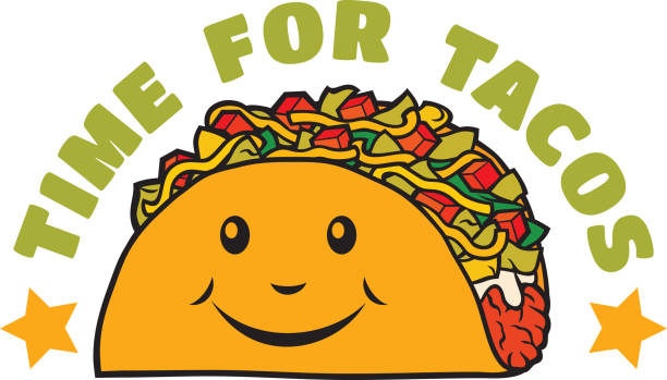 Time for Tacos. Taco - Mexican Food Color. Time for Tacos. Taco - Mexican Food Color. Vector Illustration. shredded chicken stock illustrations