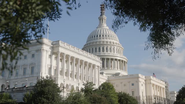 Capital building of U.S.A. in slo mo in D.C.