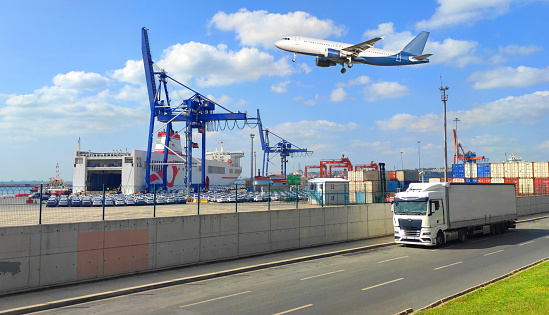 Global business logistics. Import export concept.