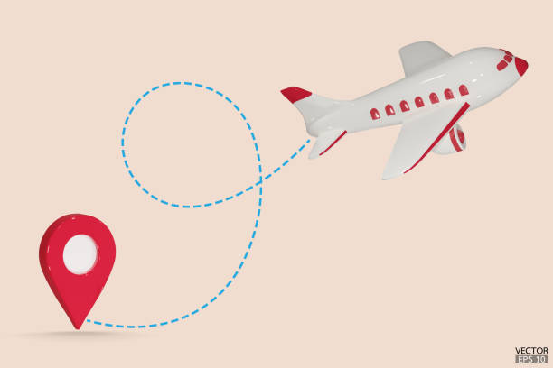 istock 3D cartoon Airplane flying and leaves a blue dashed trace line. Airplane line path routes. Travel from the start red point and blue dotted line tracing. Travel vector icon. 3d vector illustration. 1720737797