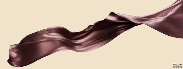 istock Flying dark brown silk textile fabric flag background. Smooth elegant chocolate Satin Isolated on white Background for grand opening ceremony. Flying dark brown silk vertical image. 1720745658