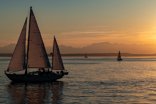 Sailboats in Puget sound near Seattle