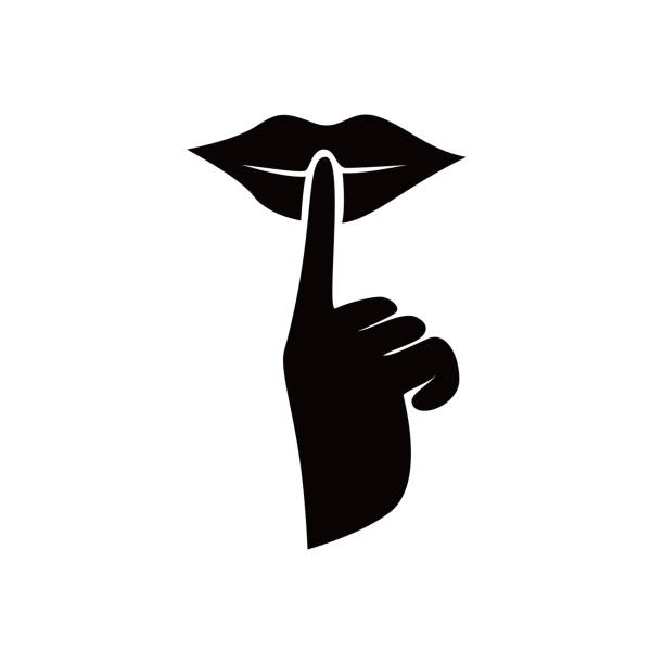 Silence Silhouette silence icon silhouette. quite finger gesture sign and symbol. keep calm and stock illustrations