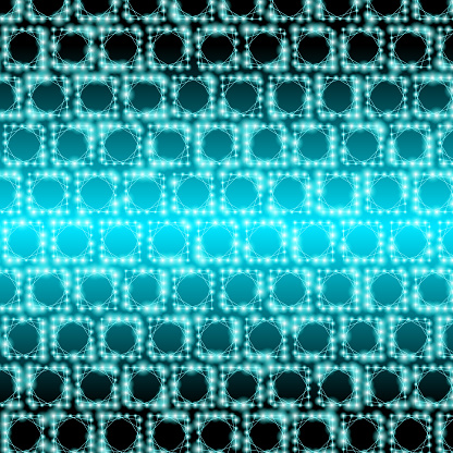 Immerse in a digital narrative with this design featuring an electronic glow that casts a luminous aura on turquoise squares, meticulously arranged where every second row is offset. The glowing lights interspersed among the squares add a layer of visual interest, creating a rhythmic and electrifying pattern that embodies a modern, digital aesthetic. The offset arrangement of the rows introduces a sense of dynamism and geometric intrigue, while the glowing lights evoke a sense of energetic flow. The turquoise hue of the squares complements the electronic glow, crafting a visually stimulating and futuristic design. This pattern is a compelling visual asset for projects exploring modern digital aesthetics, rhythmic geometric arrangements, and the electrifying essence of glowing light in a techno-futuristic context.