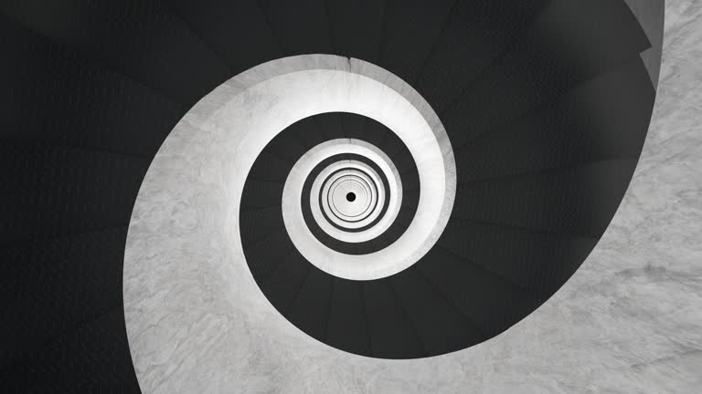 3d render of monochromatic spiral staircase