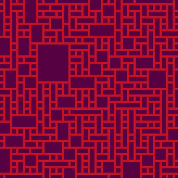 Vector illustration of Red pattern composed of repeating single-bit rectangular elements, creating a simplistic and modern design.
