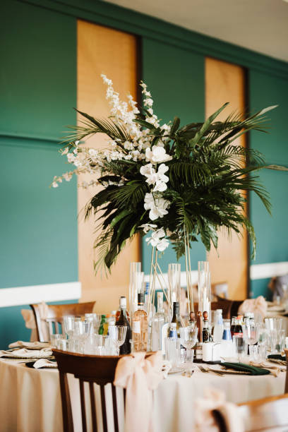 istock Wedding table decoration with white and green colors 1720791205