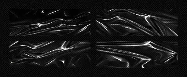Vector illustration of Black plastic wrap overlay set