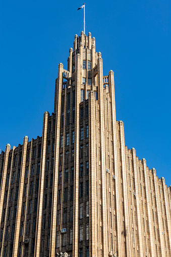 Manchester Unity Building ein von der Art Deco Gotik inspiriertes Büro- und Geschäftsgebäude in Melbourne in Australien im Bundestaat Victoria