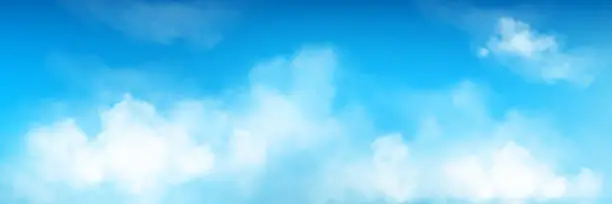 Vector illustration of 3d realistic sky background with fluffy cloud