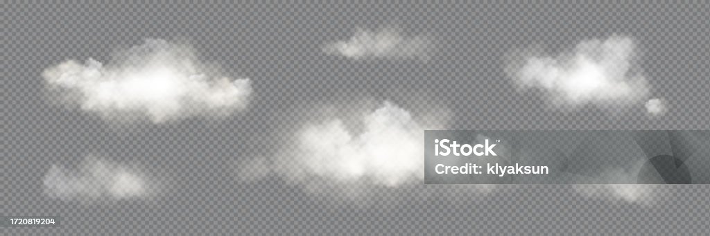 Transparent vector white cloud sky realistic set - Royalty-free Wolk vectorkunst Transparent vector white cloud sky realistic set - Royalty-free Wolk vectorkunst