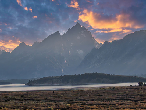 Sunset Jackson Lake Grand Teton National Park Wyoming