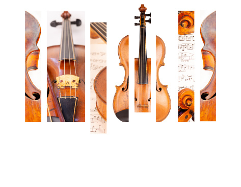 Blue Violin Traditional Musical Instrument with Vivid Blue Background 3d illustration render