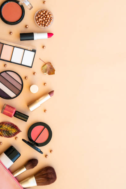 istock Make-up beauty products at pastel background. 1720903789