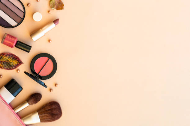 istock Make-up beauty products at pastel background. 1720903795