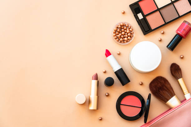 istock Make-up beauty products at pastel background. 1720904919