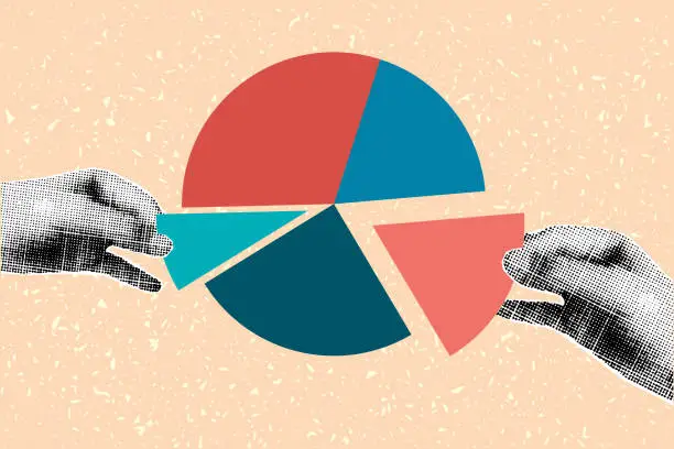 Vector illustration of hands and diagram