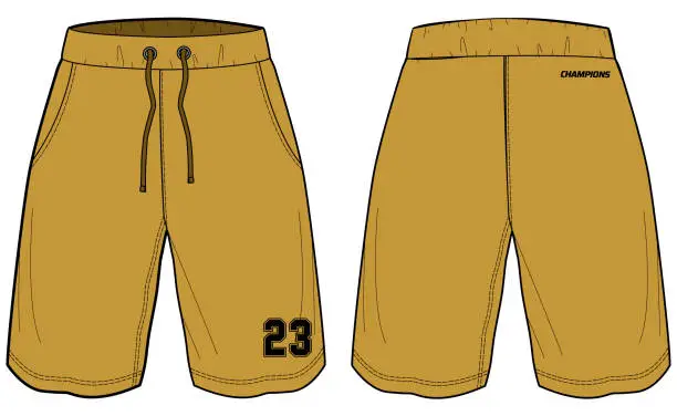 Vector illustration of Jogger Shorts jersey design vector template, Baller running shorts concept with front and back view for Basketball, wrestling and tracking active wear shorts design.