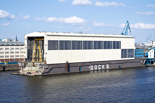 Hamburg, Germany - June 4, 2017: Dock 5 of Blohm + Voss