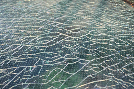 broken glass with sharp pieces outdoor