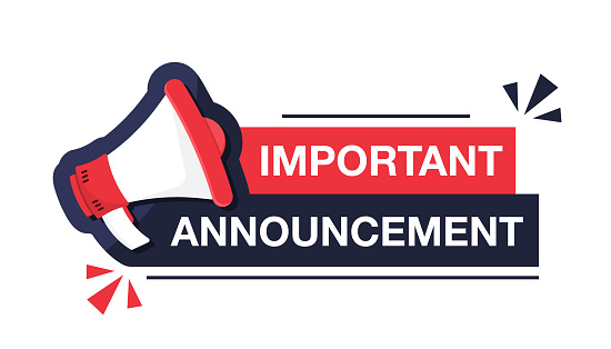 Important Announcement. Warning Megaphone Tag. Banner for business, marketing and advertising. Megaphone with an important speech. Speaker. Vector illustration