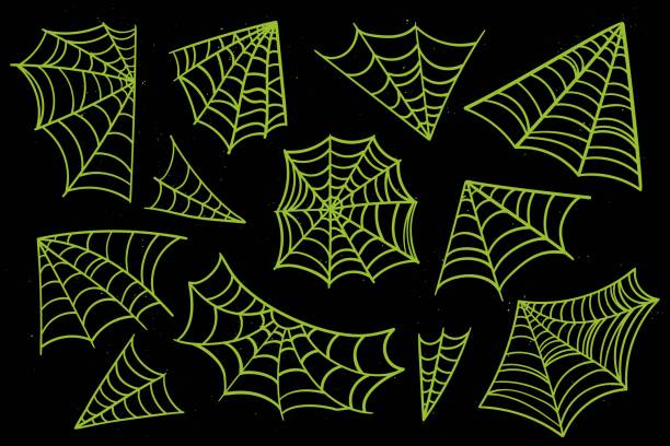 Neon spider web with splatter. Graffiti style. Acid cobweb set. Neon spider web with splatter. Graffiti style. Acid cobweb set. spider tribal tattoo stock illustrations