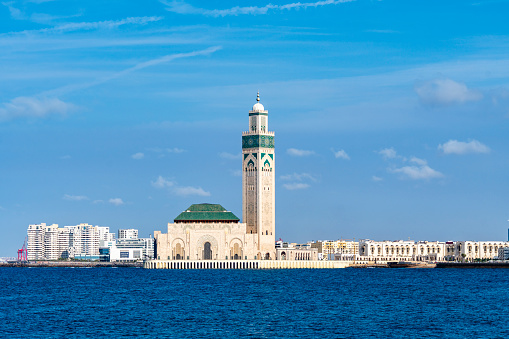 Hassan II Mosque in Casablanca, Morocco. The mosque is one of the largest in the world.