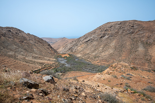 Arid landscape in the Municipal of Betancuria, Fuerteventura, Canary Islands, Spain