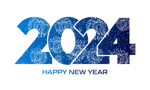 ilustrações de stock, clip art, desenhos animados e ícones de happy new year 2024 text design. - ano novo 2024