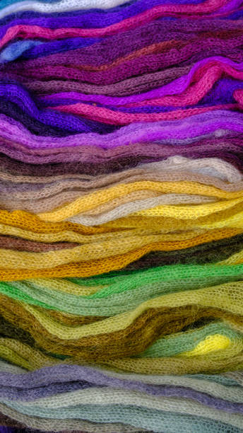 istock Basket with rainbow fabrics. Colored fabrics. Homemakers' Market 1721108196