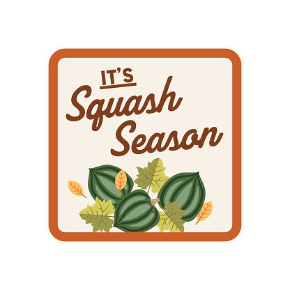 A cute label style design with an autumn theme on a transparent background.