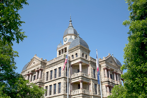 Historic building Denton Country Courthouse in city Dallas Texas USA, it was built in 1896.