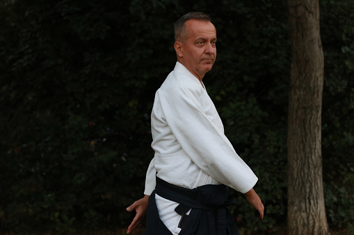 training sport active senior aikido meditation concentration warm up