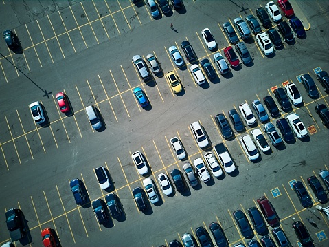 Aerial View of Mall Parking Lot