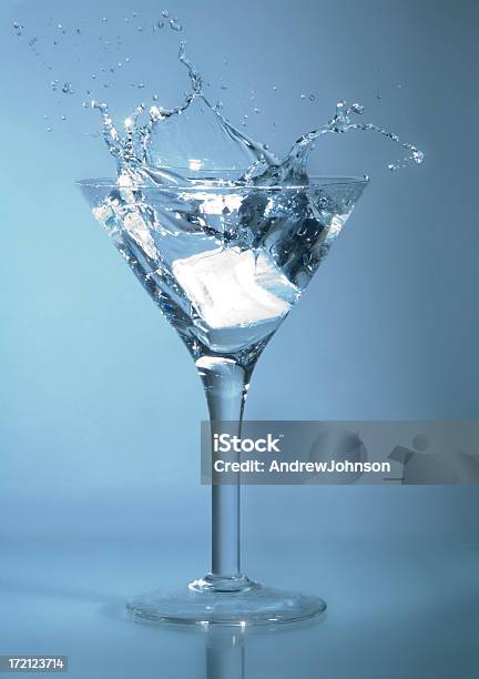 Glass Splash Water Drop Stock Photo - Download Image Now - Alcohol - Drink, Blue, Cocktail