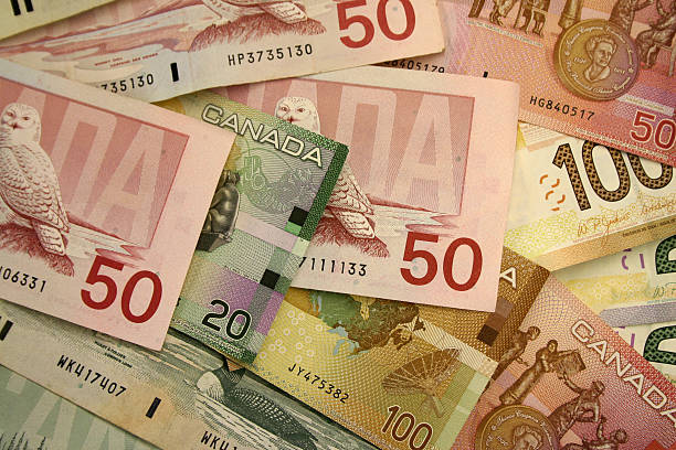 kanadyjskie pieniądze - canadian dollars canada bill one hundred dollar bill zdjęcia i obrazy z banku zdjęć